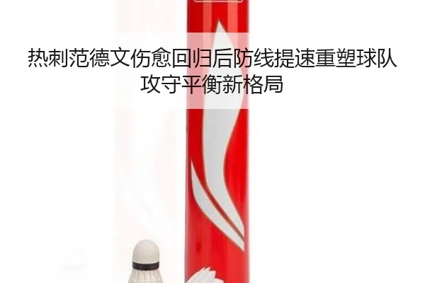 热刺范德文伤愈回归后防线提速重塑球队攻守平衡新格局